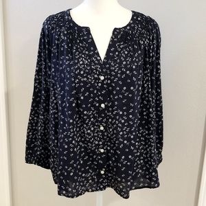 GAP Button Top Blouse in Navy Ditsy Floral